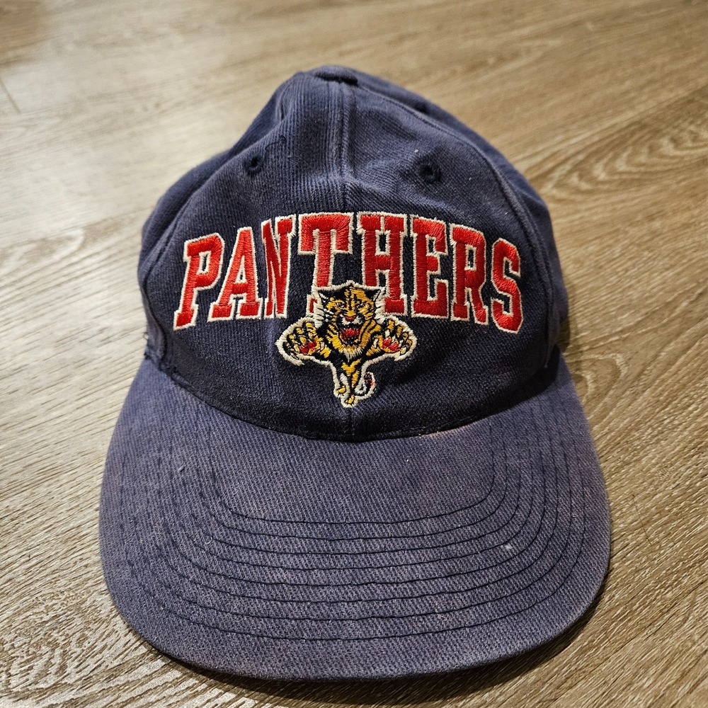 Vintage 90s Florida Panthers American Needle NHL‎ Strapback Hat Cap Navy
